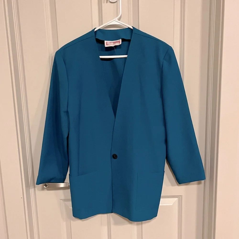 Vintage teal blue blazer - Picture 5 of 7
